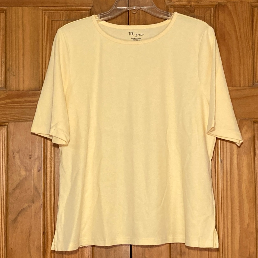 NWOT The Tog Shop Vintage 90s Top Short Sleeve Blouse Yellow Size XL